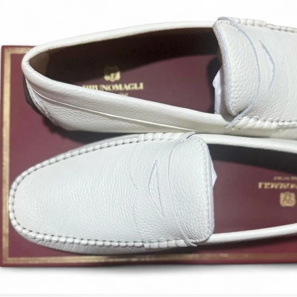 Bruno Magli Off-White Pebble Leather Driver Loafers Size EU 43/ US Men’s 10